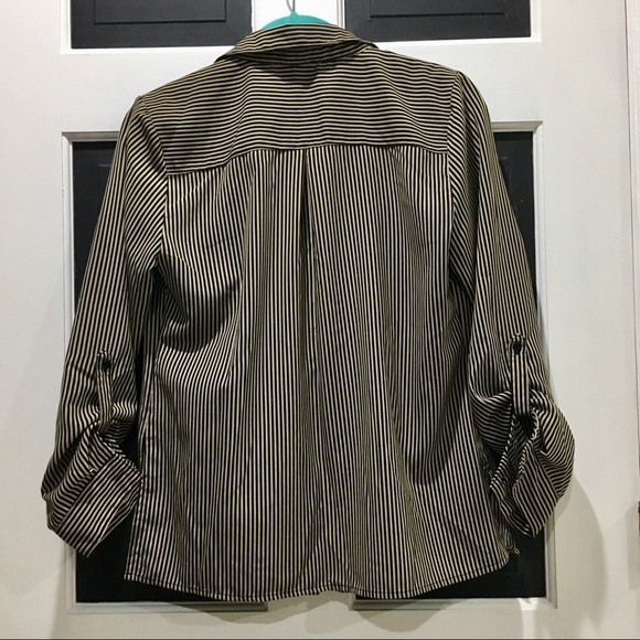 Notations Black and Tan button blouse size S - Picture 3 of 6